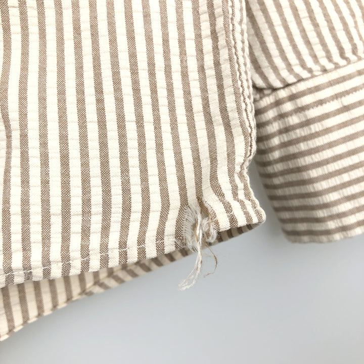 J.Crew seersucker long-sleeve button-down striped shirt, men's size L (approx.), vintage. cotton Beige type Vintage Second Hand