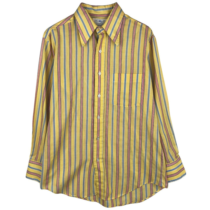 TOWN CRAFT Multi-Stripe Long-Sleeve Striped Shirt, Men's Size L (Equivalent), Vintage polyester yellow type Vintage Second Hand