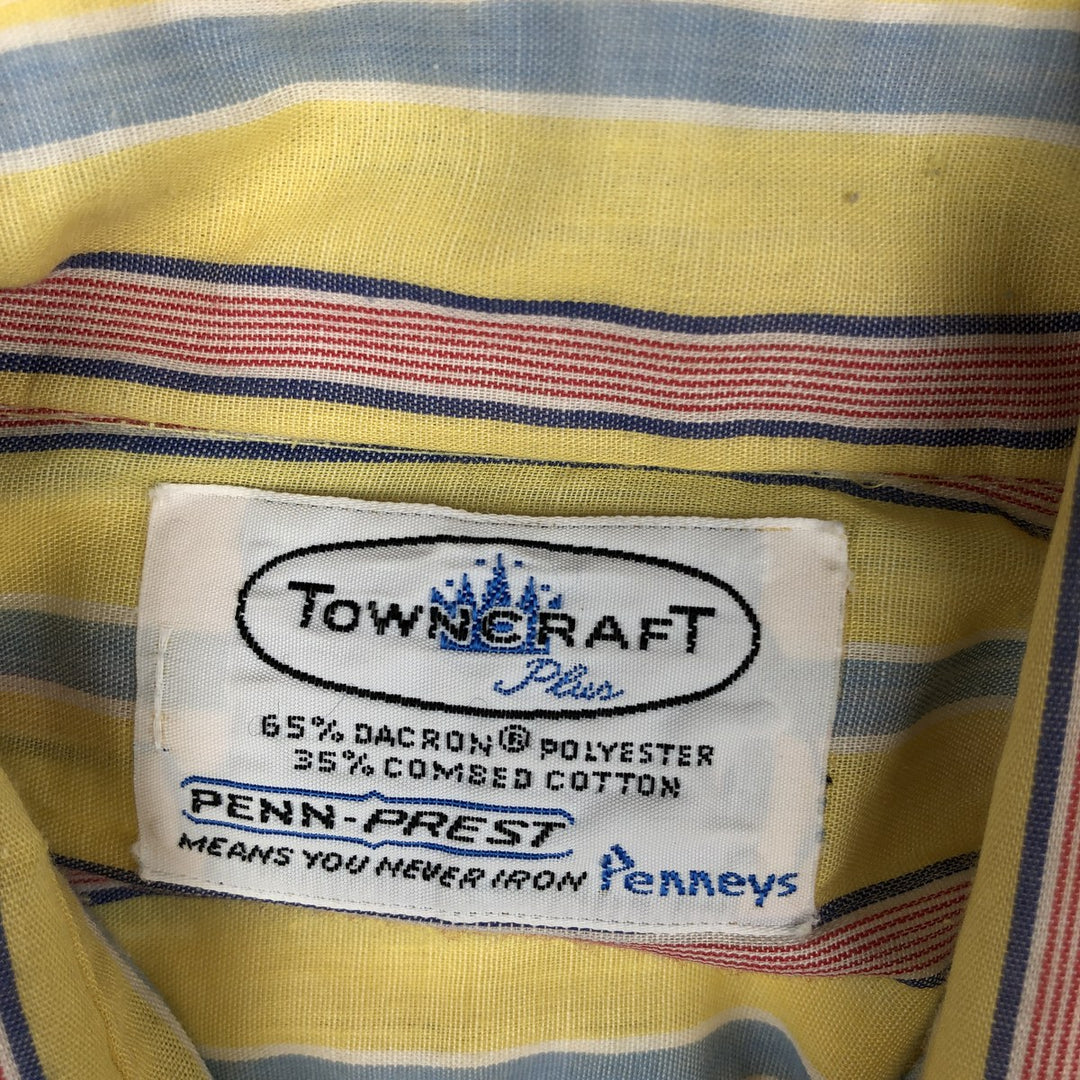 TOWN CRAFT Multi-Stripe Long-Sleeve Striped Shirt, Men's Size L (Equivalent), Vintage polyester yellow type Vintage Second Hand