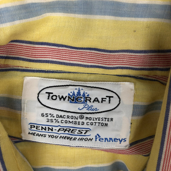 TOWN CRAFT Multi-Stripe Long-Sleeve Striped Shirt, Men's Size L (Equivalent), Vintage polyester yellow type Vintage Second Hand