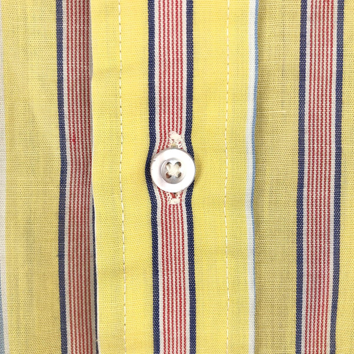TOWN CRAFT Multi-Stripe Long-Sleeve Striped Shirt, Men's Size L (Equivalent), Vintage polyester yellow type Vintage Second Hand