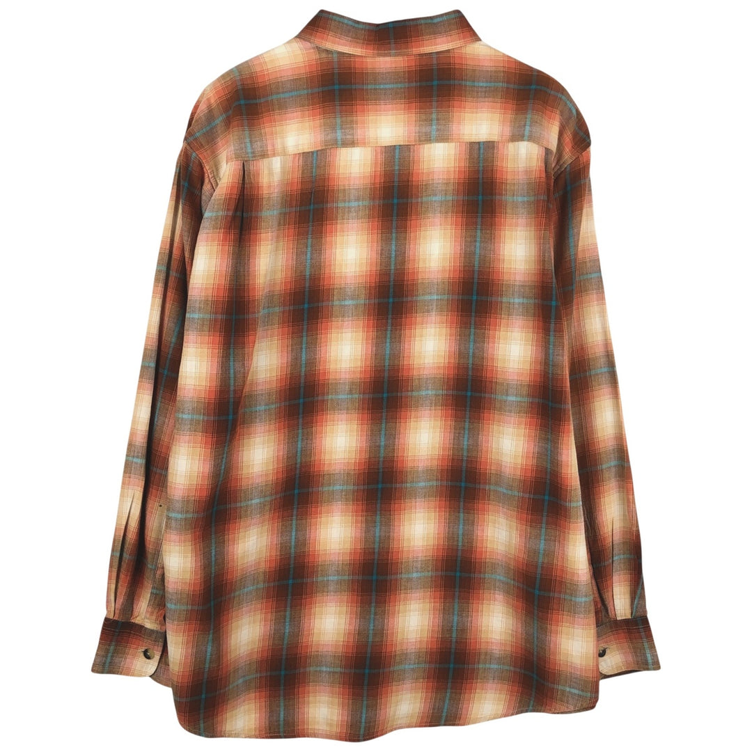 2000'S Pendleton Long-Sleeve Cotton Check Shirt, Men's Size XL (approx.) Pima Cotton orange type Vintage Second Hand
