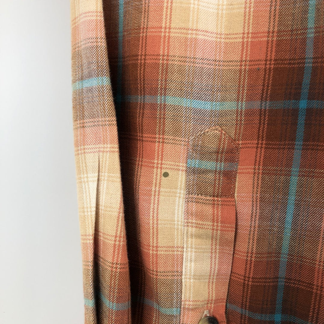 2000'S Pendleton Long-Sleeve Cotton Check Shirt, Men's Size XL (approx.) Pima Cotton orange type Vintage Second Hand