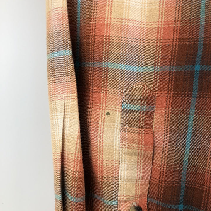 2000'S Pendleton Long-Sleeve Cotton Check Shirt, Men's Size XL (approx.) Pima Cotton orange type Vintage Second Hand