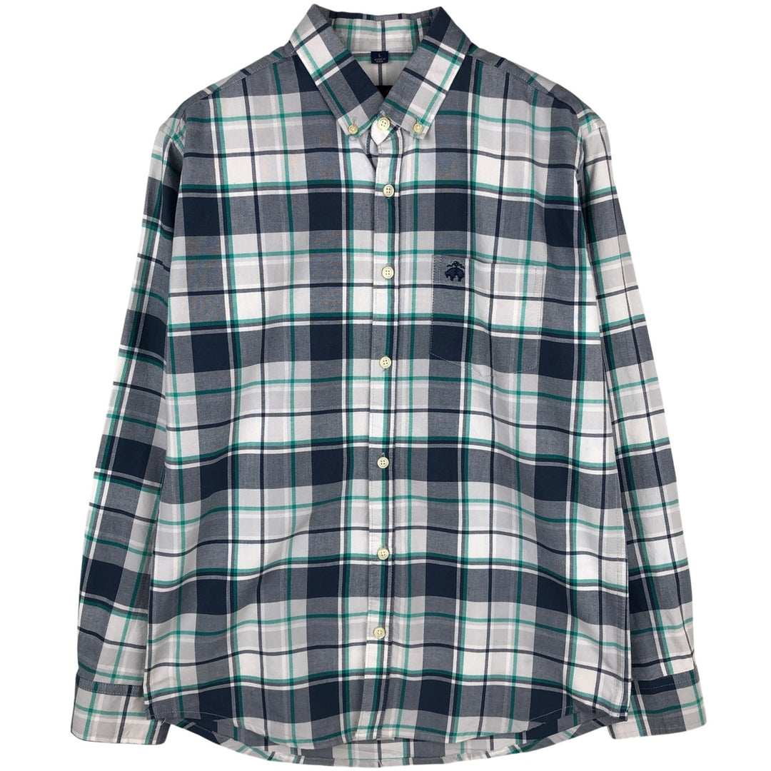 Brooks Brothers Long Sleeve Button-Down Check Shirt, Men's Size L cotton white type Vintage Second Hand