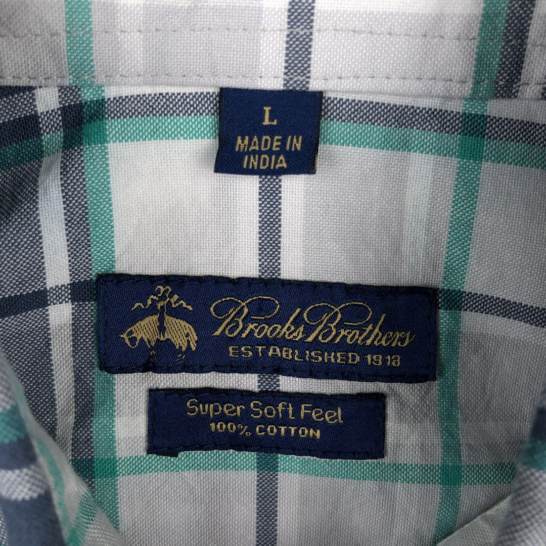 Brooks Brothers Long Sleeve Button-Down Check Shirt, Men's Size L cotton white type Vintage Second Hand