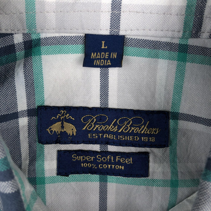 Brooks Brothers Long Sleeve Button-Down Check Shirt, Men's Size L cotton white type Vintage Second Hand