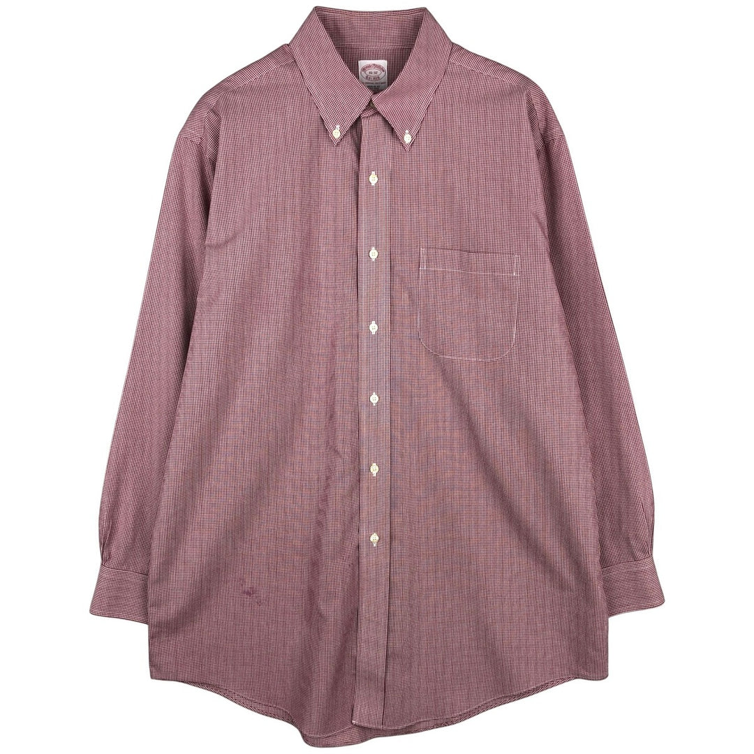 Brooks Brothers Est.1818 Regular Fit Long-Sleeve Button-Down Check Shirt, Men's Size L (approx.) Supima Cotton red type Vintage Second Hand