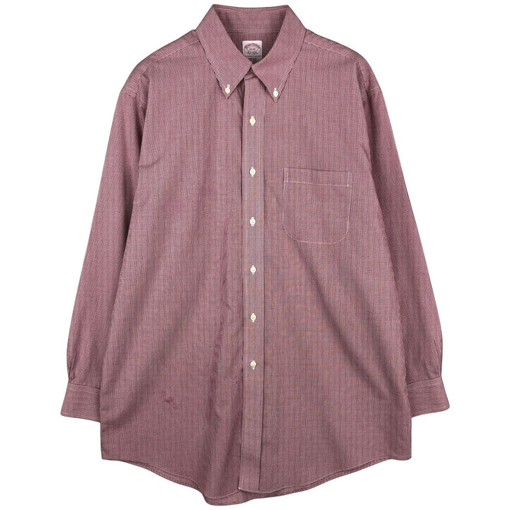 Brooks Brothers Est.1818 Regular Fit Long-Sleeve Button-Down Check Shirt, Men's Size L (approx.) Supima Cotton red type Vintage Second Hand