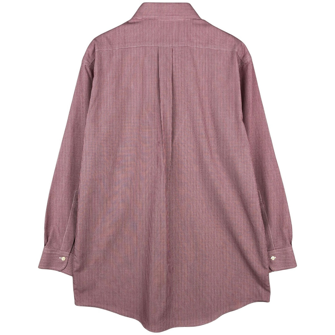 Brooks Brothers Est.1818 Regular Fit Long-Sleeve Button-Down Check Shirt, Men's Size L (approx.) Supima Cotton red type Vintage Second Hand