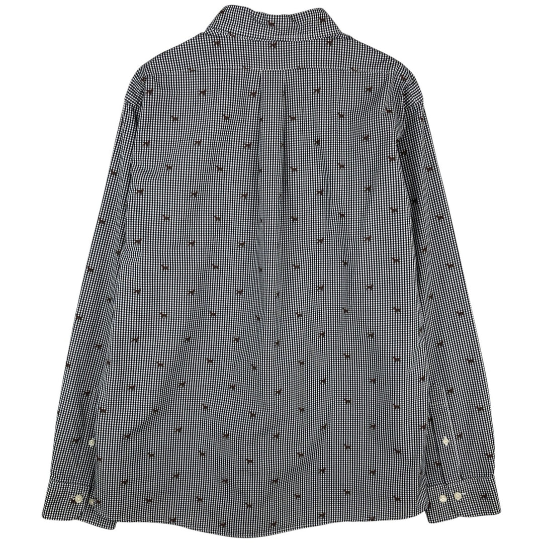Brooks Brothers Est.1818 REGENT FIT Dog Print Long-Sleeve Button-Down Check Shirt, Men's Size L (approx.) cotton navy blue type Vintage Second Hand