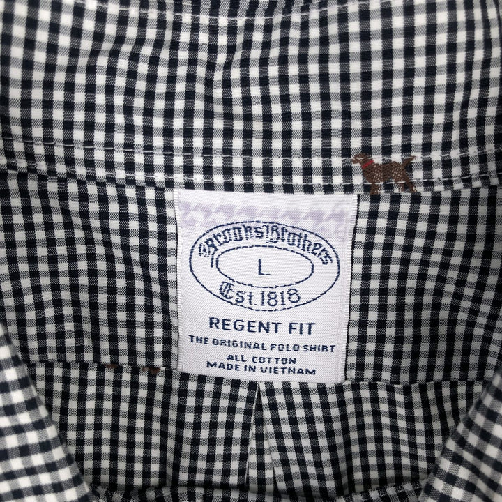 Brooks Brothers Est.1818 REGENT FIT Dog Print Long-Sleeve Button-Down Check Shirt, Men's Size L (approx.) cotton navy blue type Vintage Second Hand