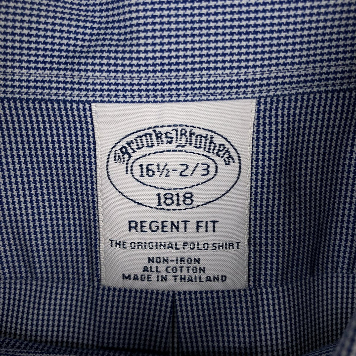Brooks Brothers 1818 REGENT FIT Long-Sleeve Button-Down Check Shirt, Men's Size L (approx.) cotton navy blue type Vintage Second Hand