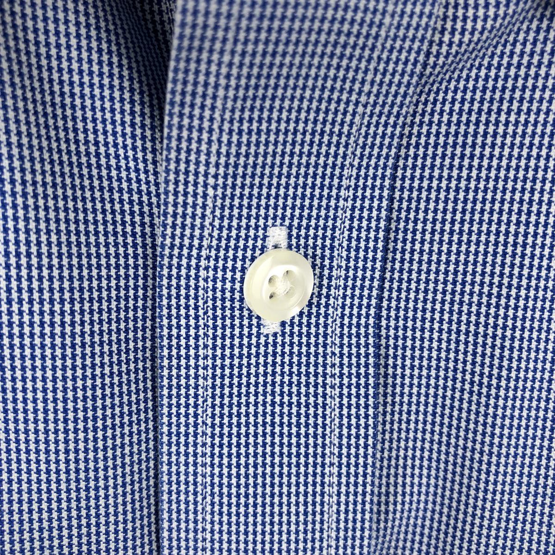 Brooks Brothers 1818 REGENT FIT Long-Sleeve Button-Down Check Shirt, Men's Size L (approx.) cotton navy blue type Vintage Second Hand