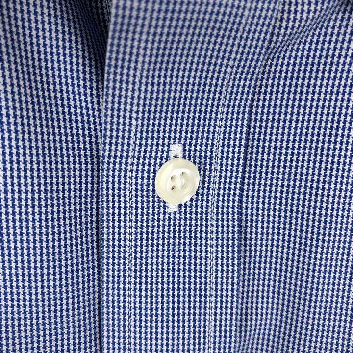 Brooks Brothers 1818 REGENT FIT Long-Sleeve Button-Down Check Shirt, Men's Size L (approx.) cotton navy blue type Vintage Second Hand