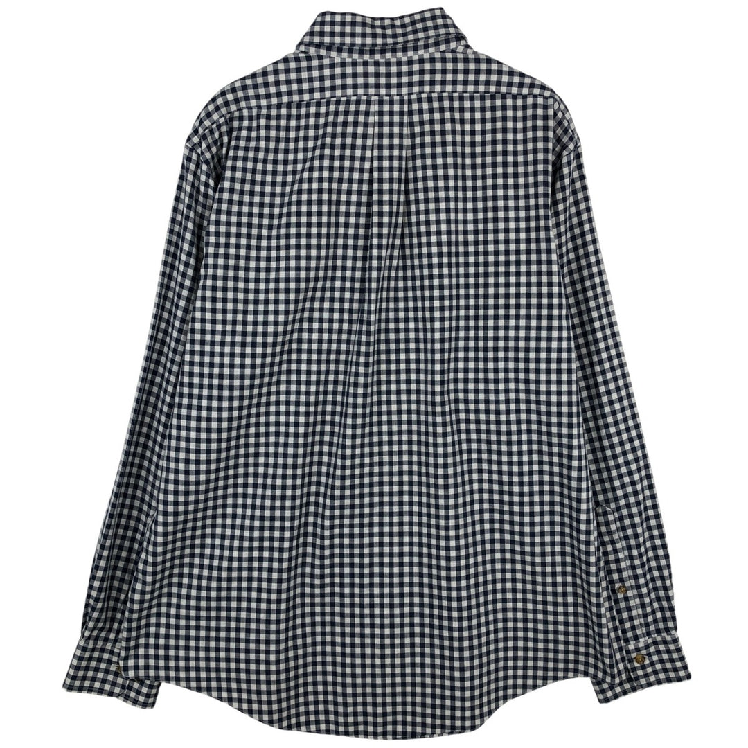 Brooks Brothers Est. 1818 Gingham Check Long Sleeve Button-Down Check Shirt, Men's Size XL Supima Cotton navy blue type Vintage Second Hand