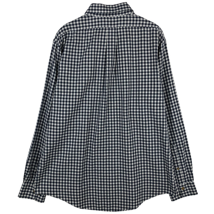Brooks Brothers Est. 1818 Gingham Check Long Sleeve Button-Down Check Shirt, Men's Size XL Supima Cotton navy blue type Vintage Second Hand