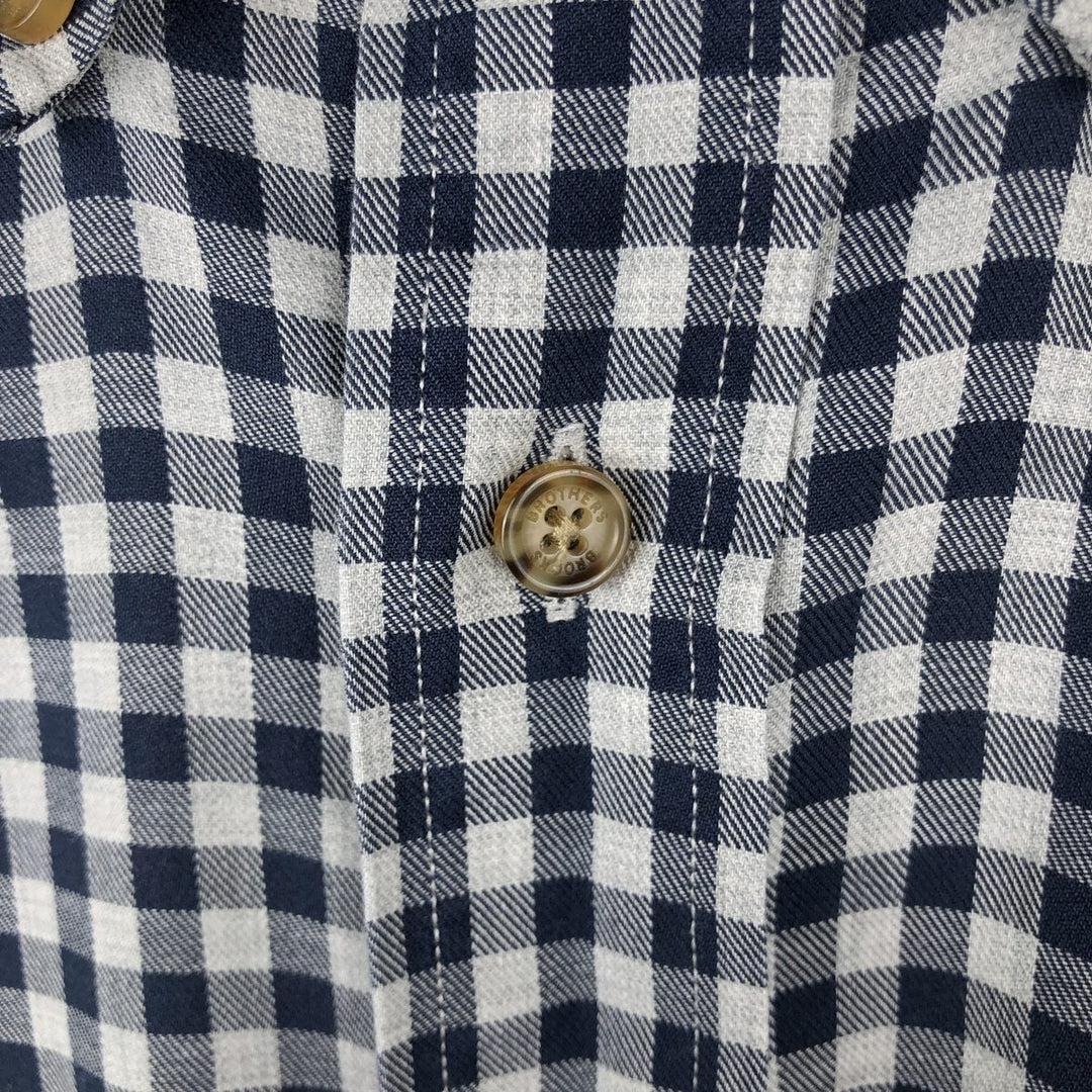 Brooks Brothers Est. 1818 Gingham Check Long Sleeve Button-Down Check Shirt, Men's Size XL Supima Cotton navy blue type Vintage Second Hand