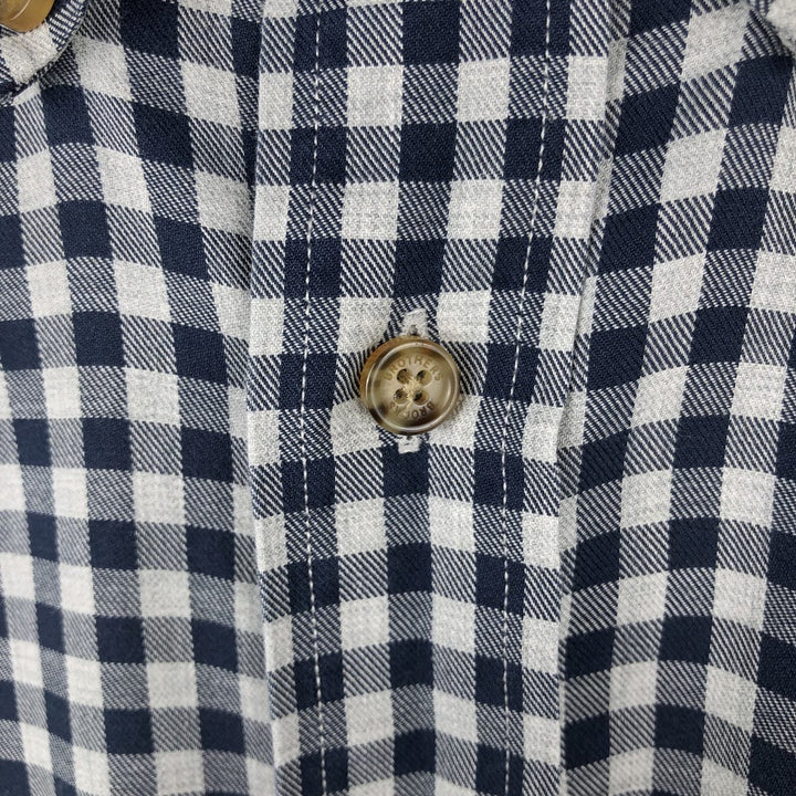 Brooks Brothers Est. 1818 Gingham Check Long Sleeve Button-Down Check Shirt, Men's Size XL Supima Cotton navy blue type Vintage Second Hand