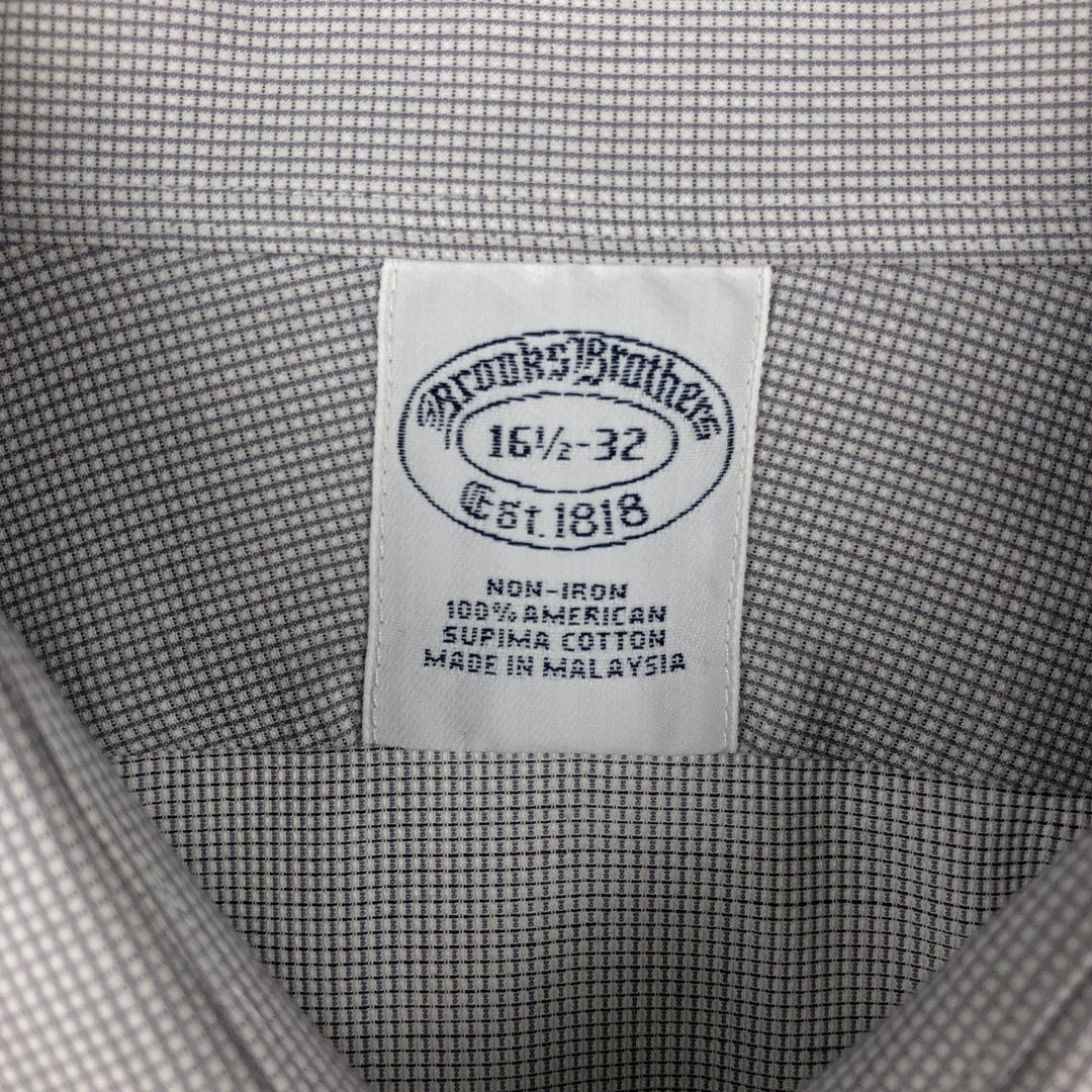 Brooks Brothers Est. 1818 Long Sleeve Cotton Check Shirt, Men's Size L Supima Cotton gray type Vintage Second Hand