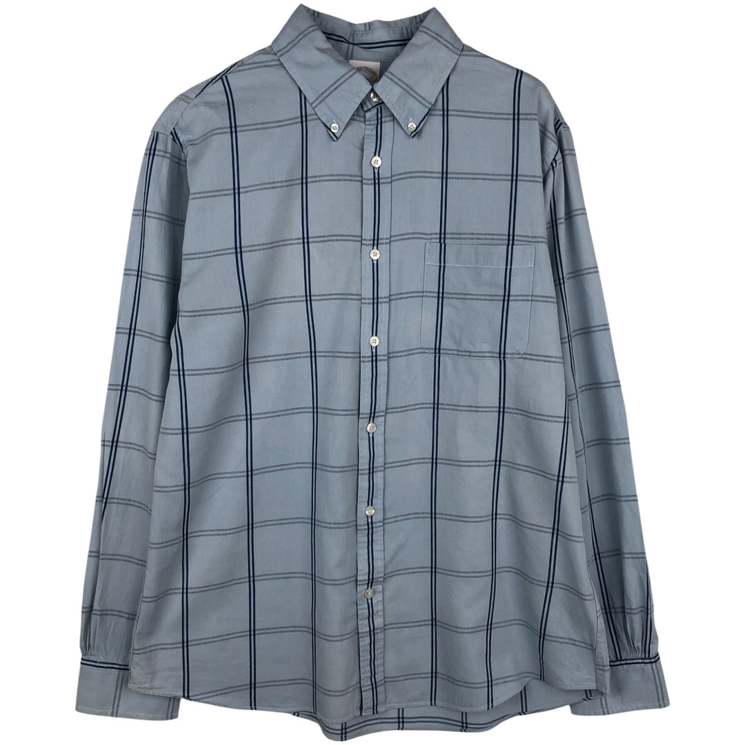 Brooks Brothers Est. 1818 Regent Fit Long Sleeve Button-Down Check Shirt, Men's Size L cotton Blue type light blue Vintage Second Hand