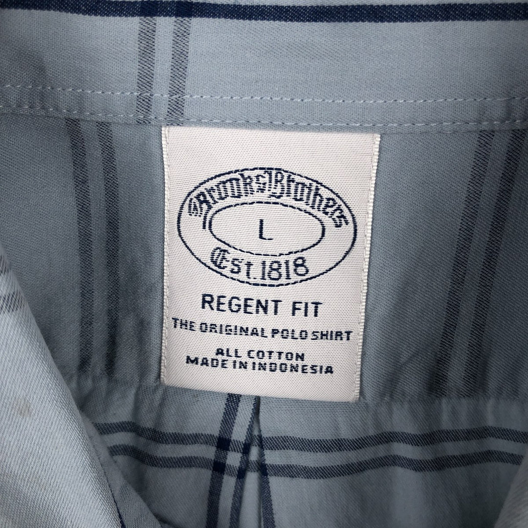Brooks Brothers Est. 1818 Regent Fit Long Sleeve Button-Down Check Shirt, Men's Size L cotton Blue type light blue Vintage Second Hand