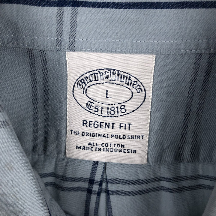 Brooks Brothers Est. 1818 Regent Fit Long Sleeve Button-Down Check Shirt, Men's Size L cotton Blue type light blue Vintage Second Hand