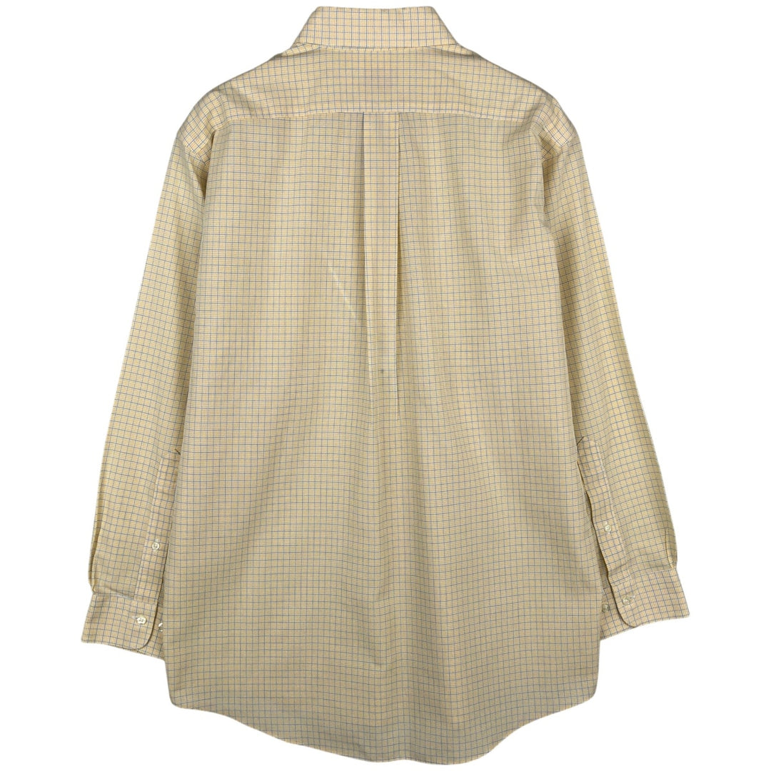 Brooks Brothers 346 Long Sleeve Button-Down Check Shirt, Men's Size Medium cotton lemon yellow Vintage Second Hand