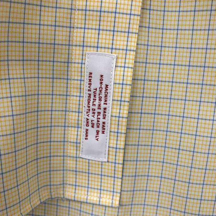 Brooks Brothers 346 Long Sleeve Button-Down Check Shirt, Men's Size Medium cotton lemon yellow Vintage Second Hand