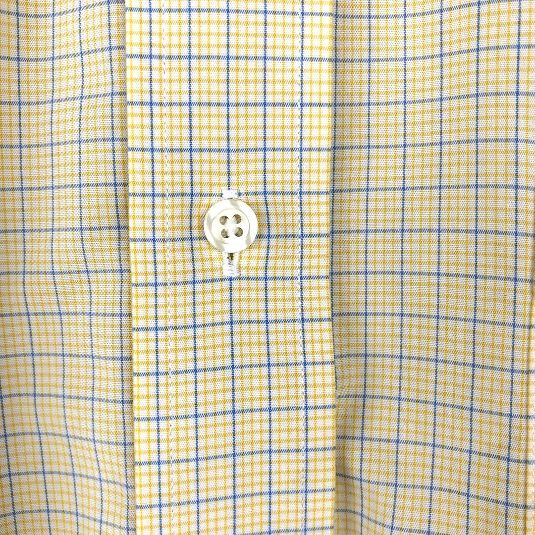 Brooks Brothers 346 Long Sleeve Button-Down Check Shirt, Men's Size Medium cotton lemon yellow Vintage Second Hand