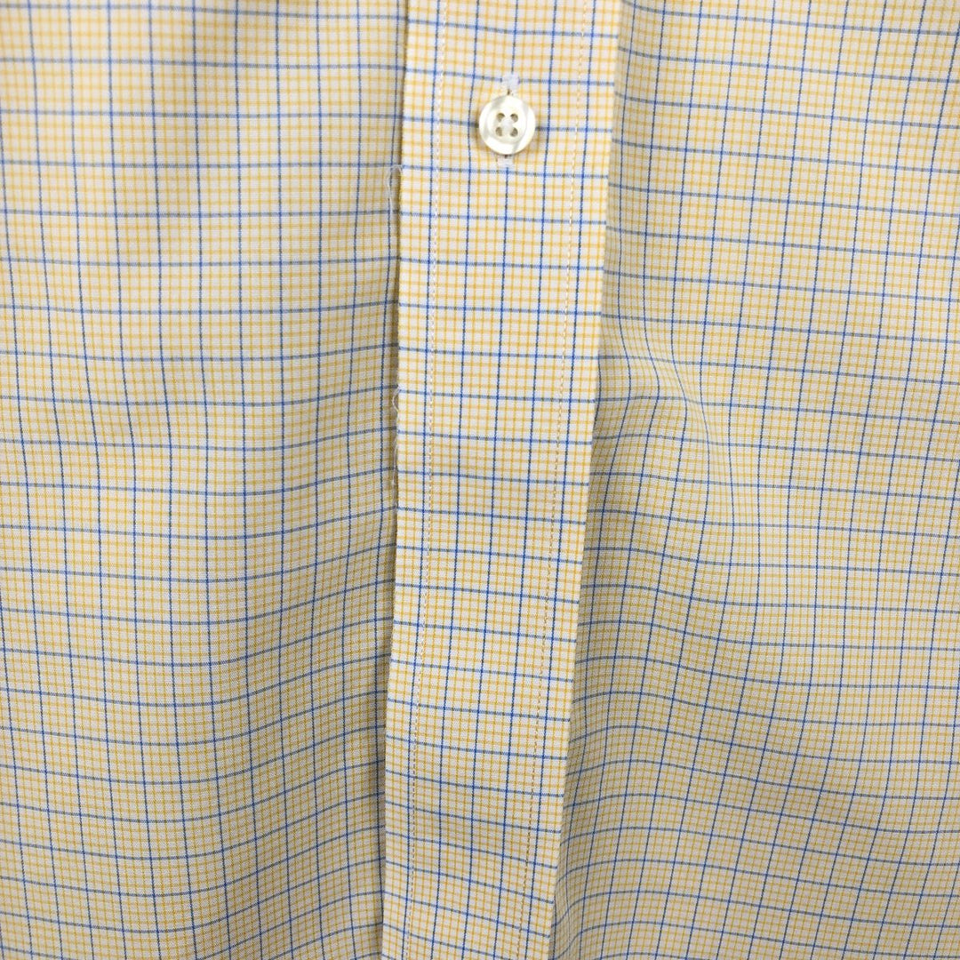 Brooks Brothers 346 Long Sleeve Button-Down Check Shirt, Men's Size Medium cotton lemon yellow Vintage Second Hand