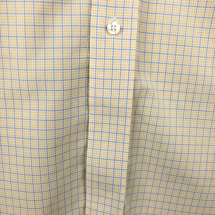 Brooks Brothers 346 Long Sleeve Button-Down Check Shirt, Men's Size Medium cotton lemon yellow Vintage Second Hand