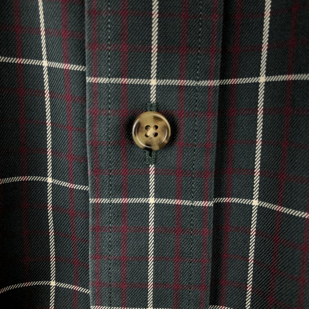 Brooks Brothers Est.1818 Long Sleeve Button-Down Check Shirt, Men's Size L cotton dark green Vintage Second Hand