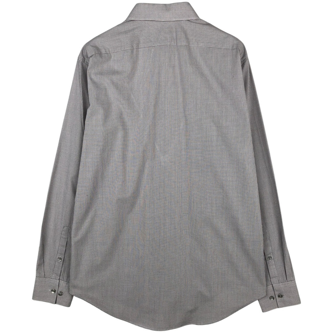 Calvin Klein Slim Fit Stretch Wide Collar Long Sleeve Cotton Check Shirt, Men's Size L (approx.) cotton white type Vintage Second Hand