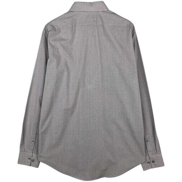 Calvin Klein Slim Fit Stretch Wide Collar Long Sleeve Cotton Check Shirt, Men's Size L (approx.) cotton white type Vintage Second Hand