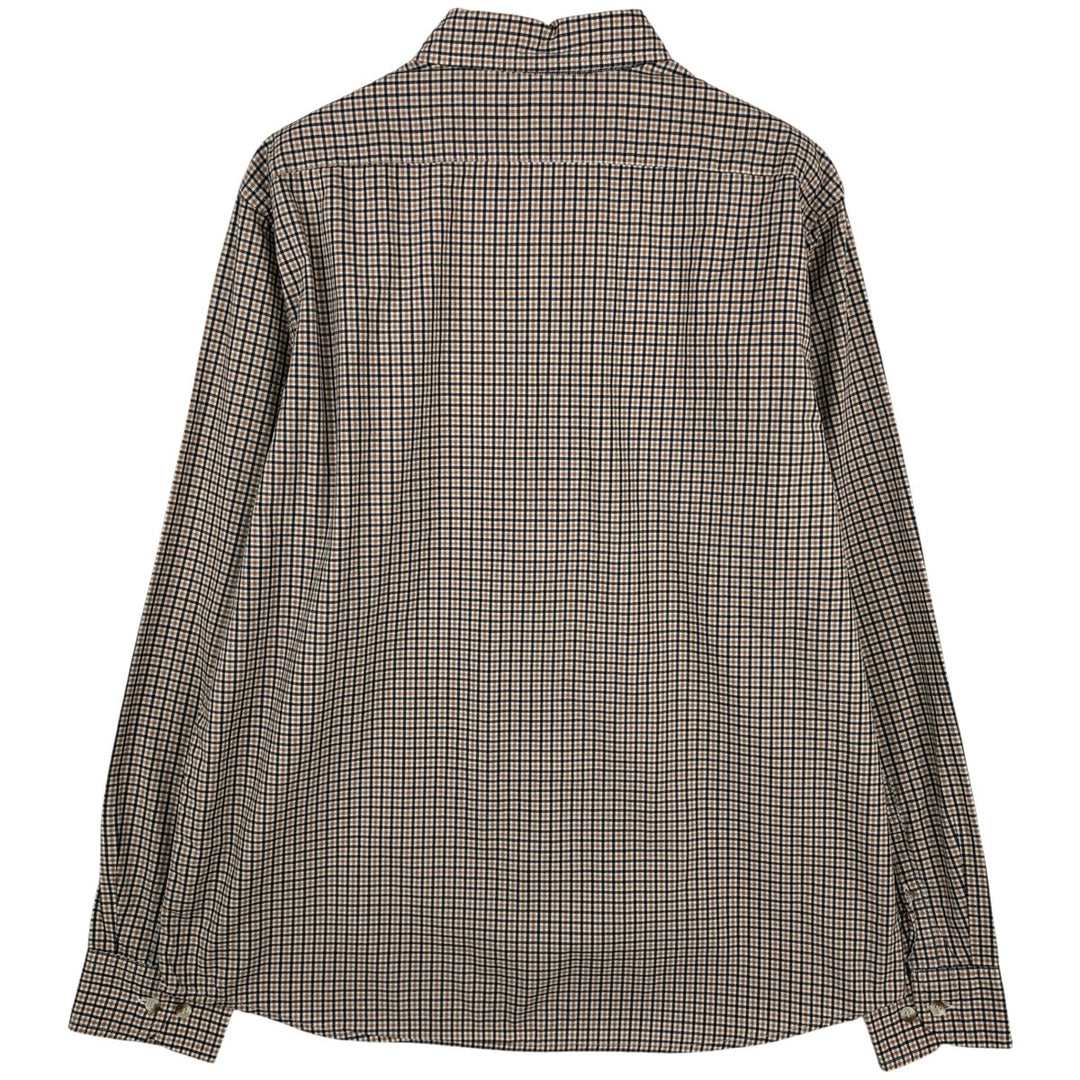 2000'S Banana Republic Untucked Fit Long-Sleeve Button-Down Check Shirt, Men's Size L (approx.) cotton Beige type Vintage Second Hand