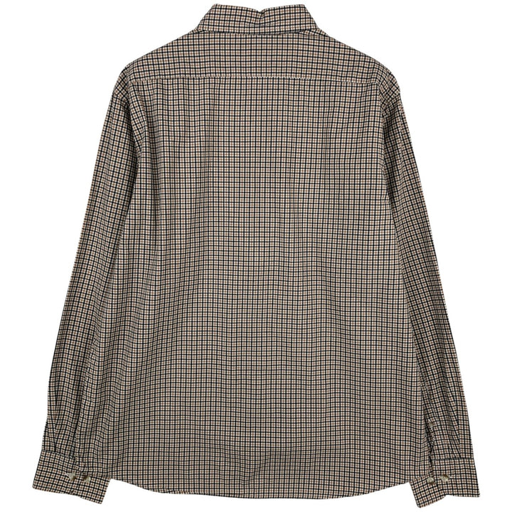 2000'S Banana Republic Untucked Fit Long-Sleeve Button-Down Check Shirt, Men's Size L (approx.) cotton Beige type Vintage Second Hand