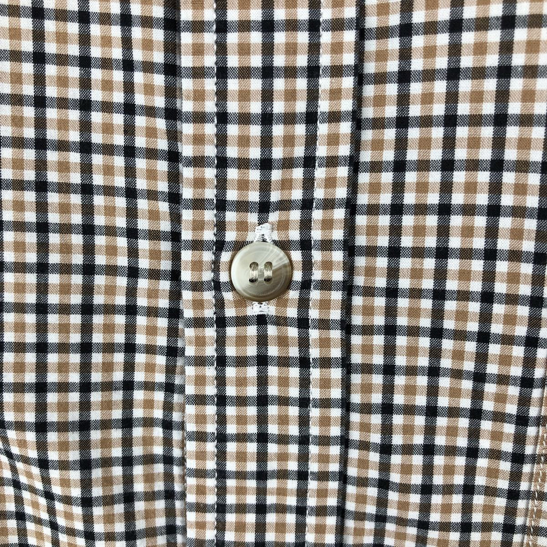 2000'S Banana Republic Untucked Fit Long-Sleeve Button-Down Check Shirt, Men's Size L (approx.) cotton Beige type Vintage Second Hand