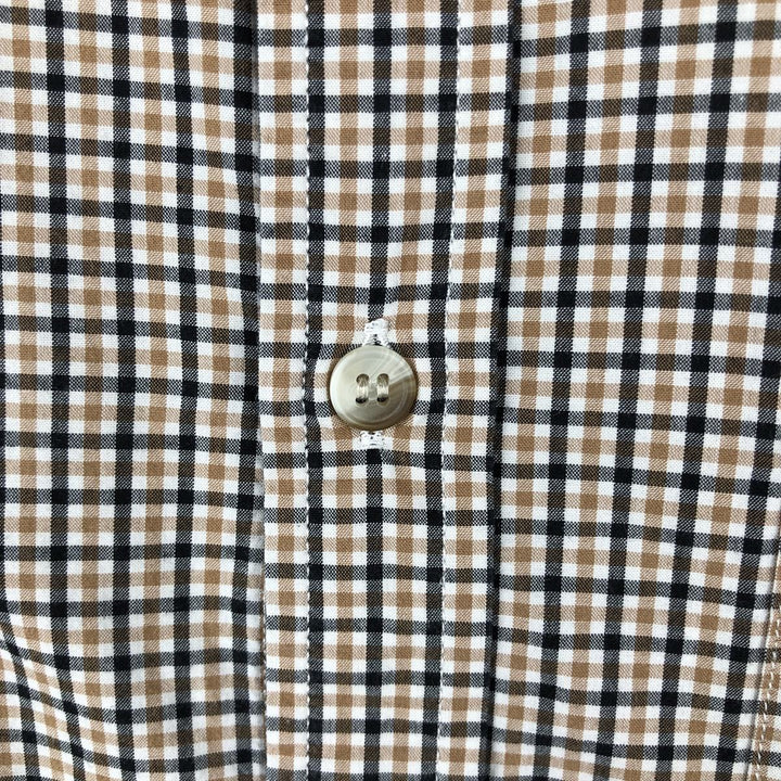 2000'S Banana Republic Untucked Fit Long-Sleeve Button-Down Check Shirt, Men's Size L (approx.) cotton Beige type Vintage Second Hand
