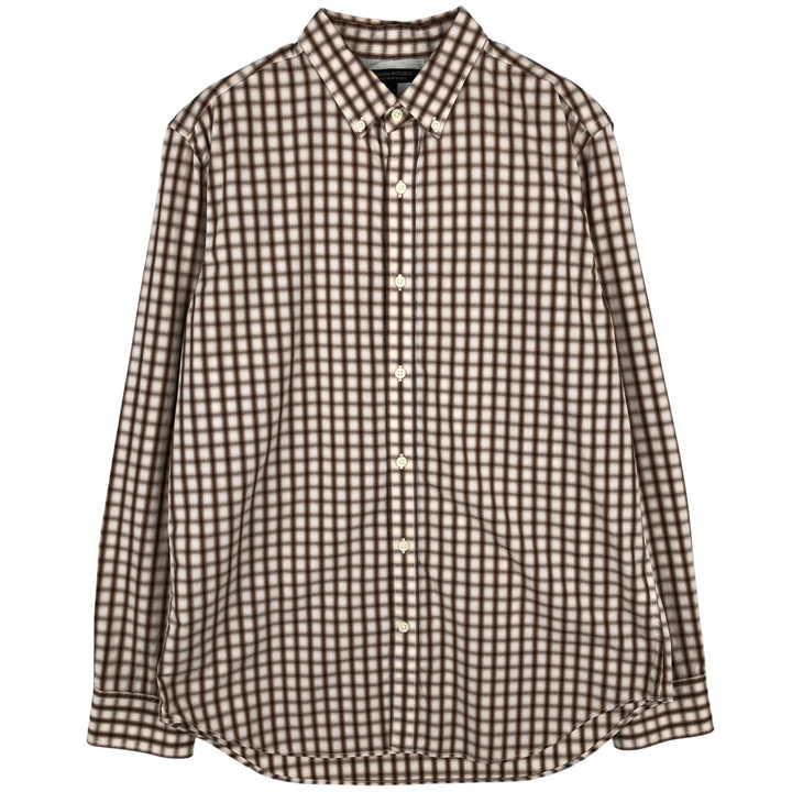 Banana Republic Long-Sleeve Button-Down Check Shirt, Men's Size L (approx.) cotton brown type Vintage Second Hand