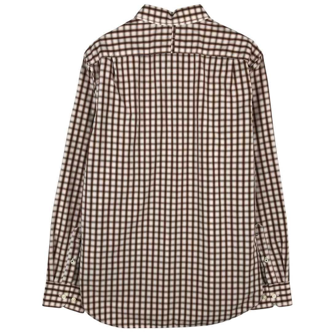 Banana Republic Long-Sleeve Button-Down Check Shirt, Men's Size L (approx.) cotton brown type Vintage Second Hand