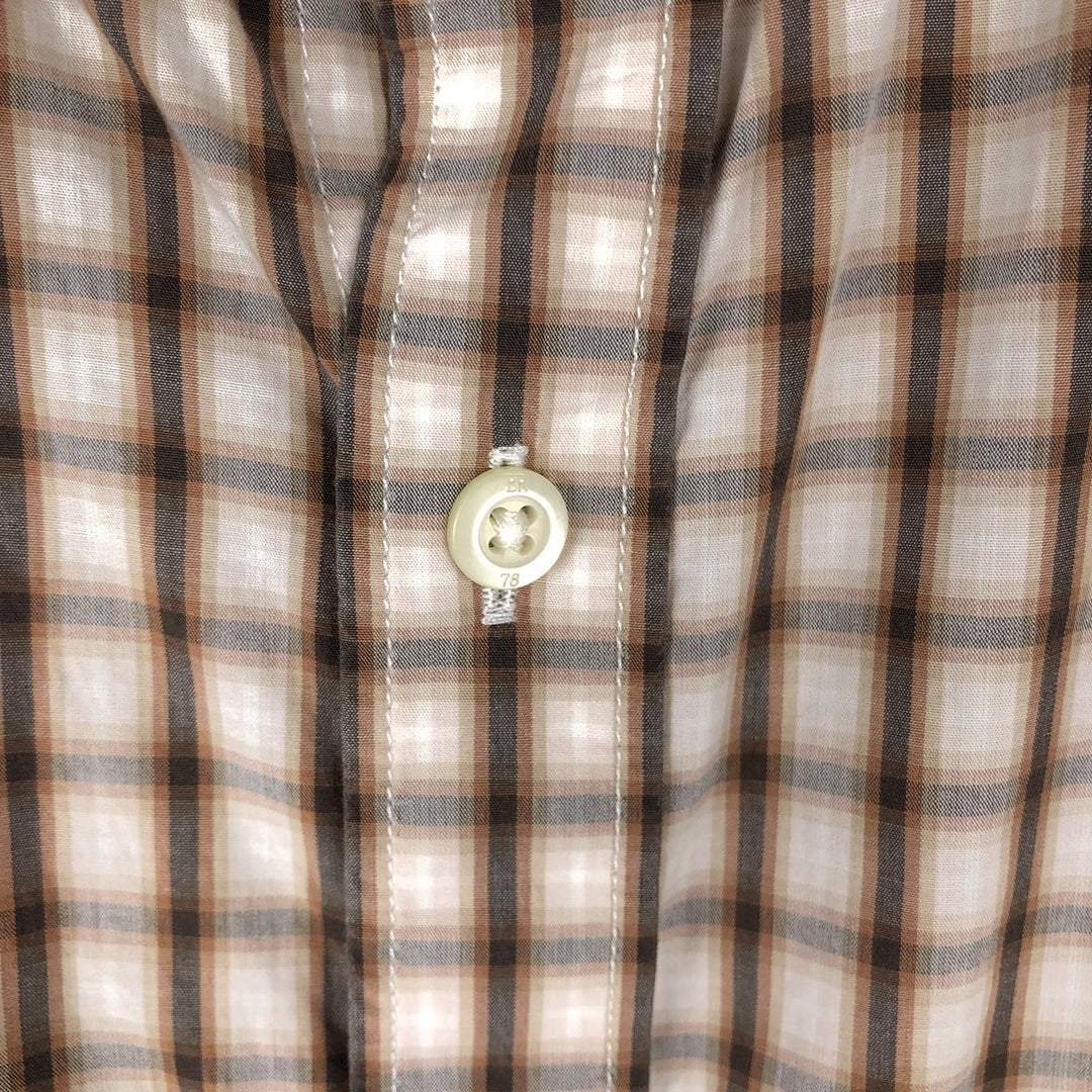 Banana Republic Long-Sleeve Button-Down Check Shirt, Men's Size L (approx.) cotton brown type Vintage Second Hand