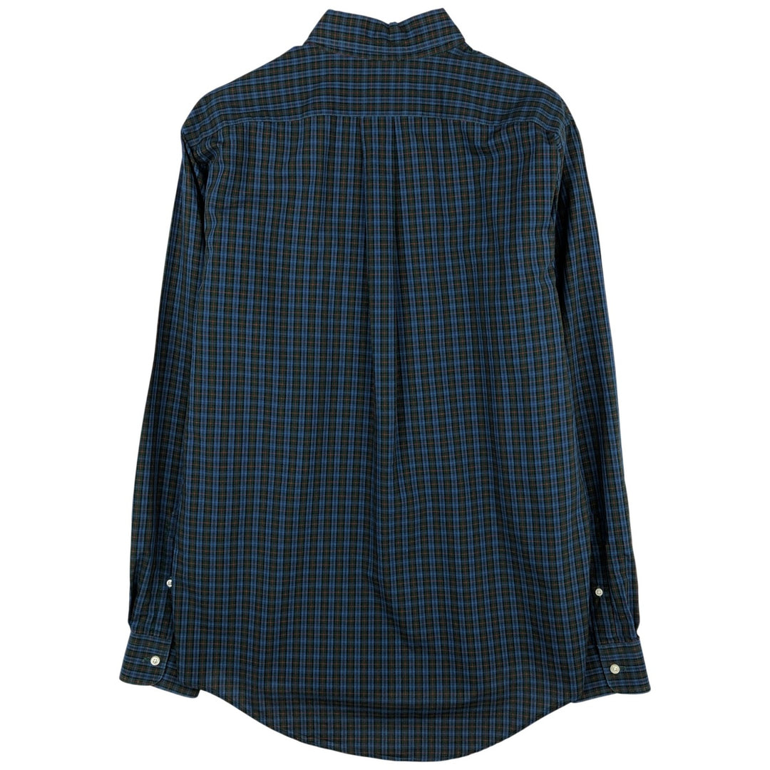 ~2000'S Lands' End Long-Sleeve Button-Down Check Shirt, Men's Size M (approx.) cotton blue type Vintage Second Hand