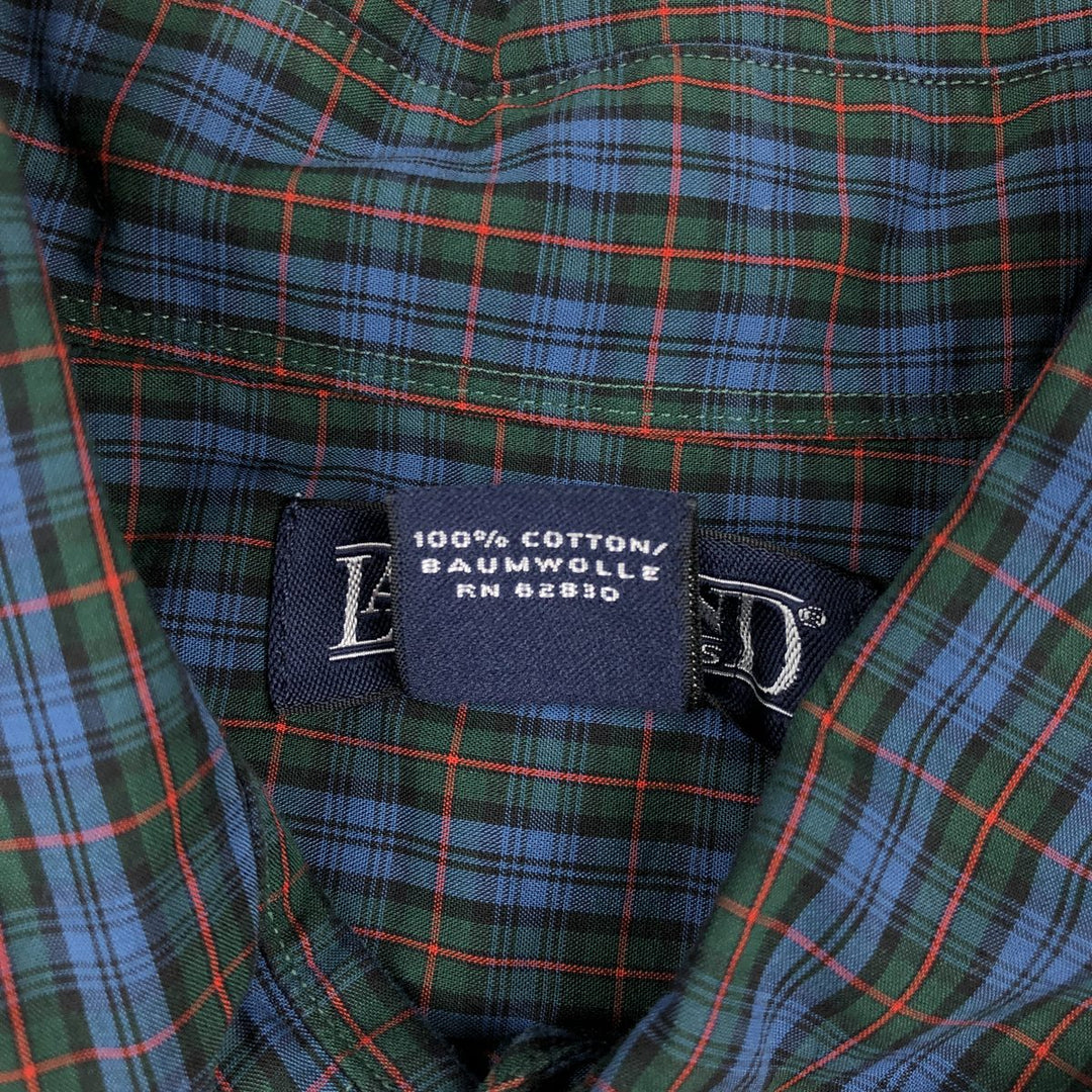 ~2000'S Lands' End Long-Sleeve Button-Down Check Shirt, Men's Size M (approx.) cotton blue type Vintage Second Hand