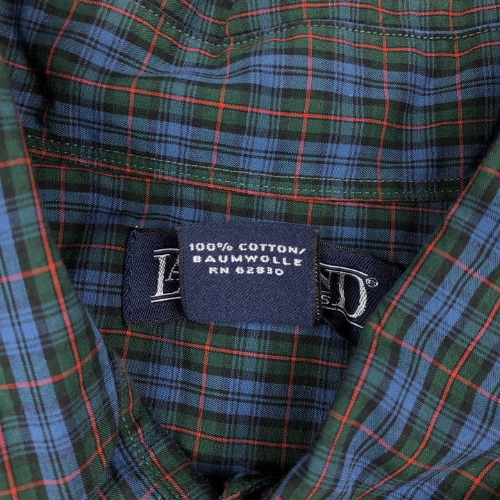 ~2000'S Lands' End Long-Sleeve Button-Down Check Shirt, Men's Size M (approx.) cotton blue type Vintage Second Hand