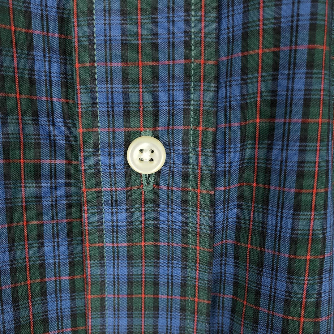~2000'S Lands' End Long-Sleeve Button-Down Check Shirt, Men's Size M (approx.) cotton blue type Vintage Second Hand
