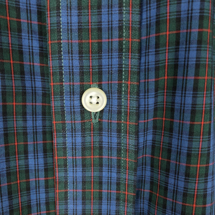 ~2000'S Lands' End Long-Sleeve Button-Down Check Shirt, Men's Size M (approx.) cotton blue type Vintage Second Hand