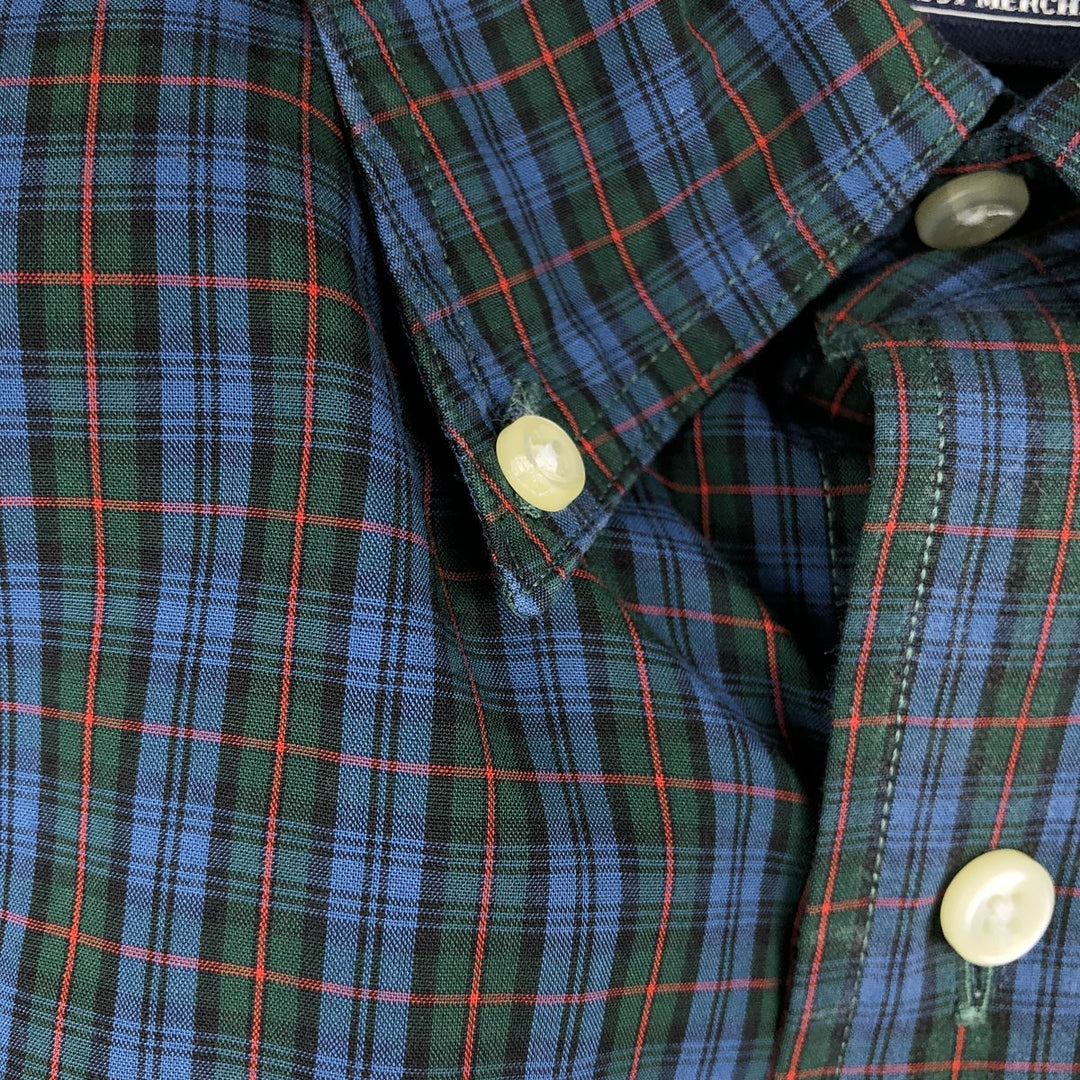~2000'S Lands' End Long-Sleeve Button-Down Check Shirt, Men's Size M (approx.) cotton blue type Vintage Second Hand