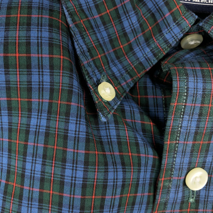 ~2000'S Lands' End Long-Sleeve Button-Down Check Shirt, Men's Size M (approx.) cotton blue type Vintage Second Hand