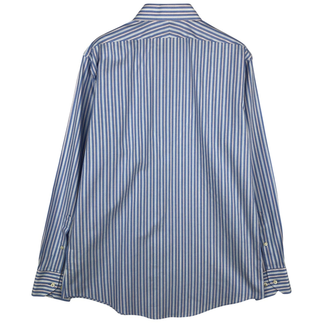 Brooks Brothers 1818 REGENT Multi-Stripe Wide Collar Long-Sleeve Cotton Stripe Shirt (Men's Size M) cotton blue type Vintage Second Hand